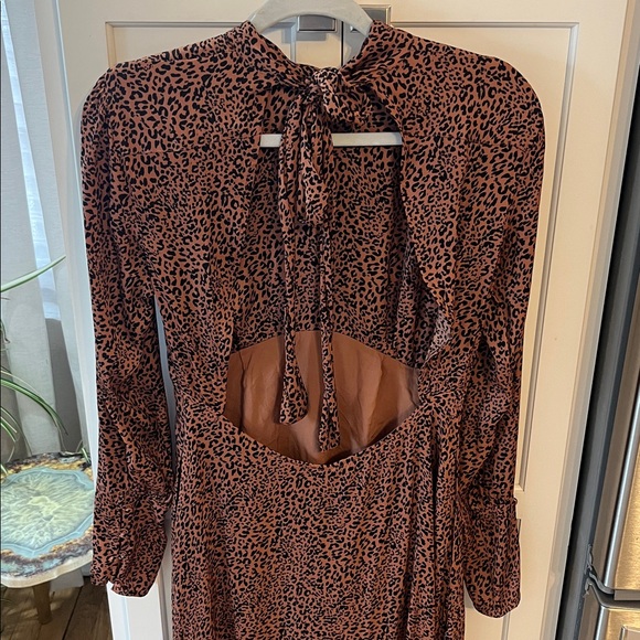 Free people loveless leopard backless midi silky dress NWOT - Picture 4 of 7
